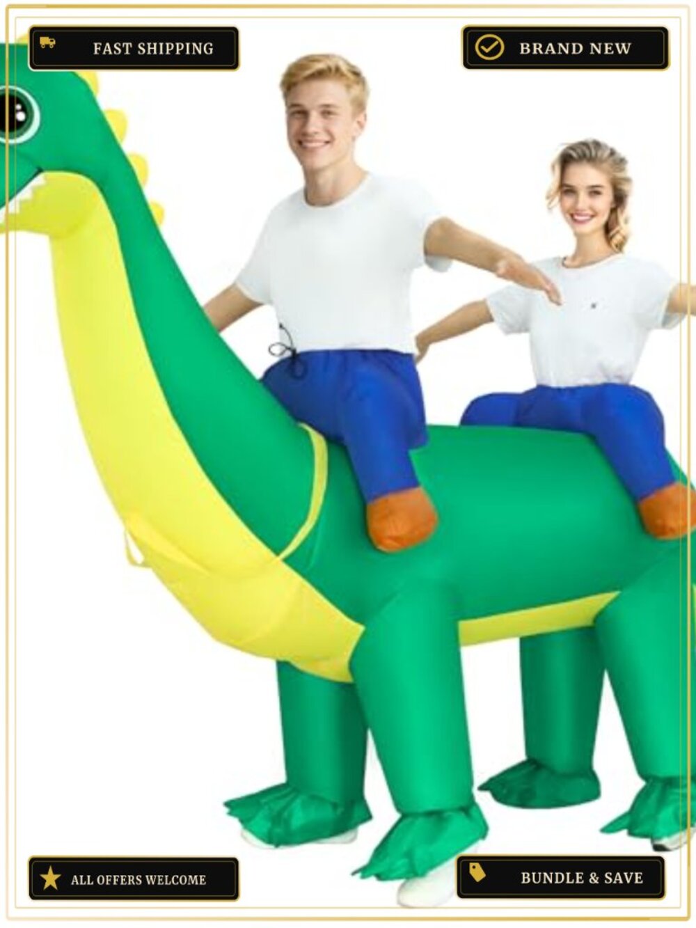 Inflatable Dinosaur Costume 2 Person Ride On Blow Up Adult Halloween